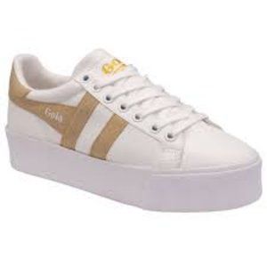 Gola Women's Orchid Platform Trainer Sneakers in White/Gold Size 6